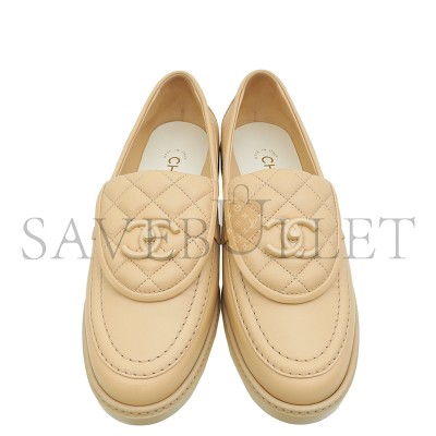 CHANEL QUILTED LEATHER CC TURNLOCK LOAFERS 